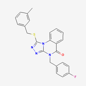 molecular formula C24H19FN4OS B2985557 4-(4-fluorobenzyl)-1-[(3-methylbenzyl)thio][1,2,4]triazolo[4,3-a]quinazolin-5(4H)-one CAS No. 1114832-04-0