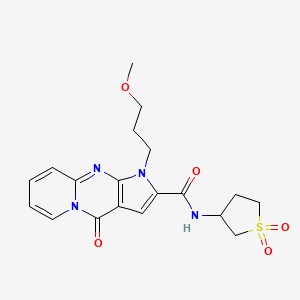 molecular formula C19H22N4O5S B2985563 N-(1,1-dioxidotetrahydrothiophen-3-yl)-1-(3-methoxypropyl)-4-oxo-1,4-dihydropyrido[1,2-a]pyrrolo[2,3-d]pyrimidine-2-carboxamide CAS No. 881292-71-3