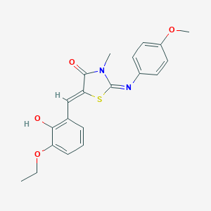 molecular formula C20H20N2O4S B298557 5-(3-Ethoxy-2-hydroxybenzylidene)-2-[(4-methoxyphenyl)imino]-3-methyl-1,3-thiazolidin-4-one 