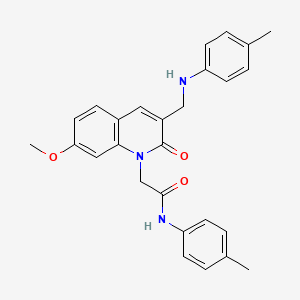 molecular formula C27H27N3O3 B2985581 2-(7-甲氧基-2-氧代-3-((对甲苯基氨基)甲基)喹啉-1(2H)-基)-N-(对甲苯基)乙酰胺 CAS No. 932308-11-7