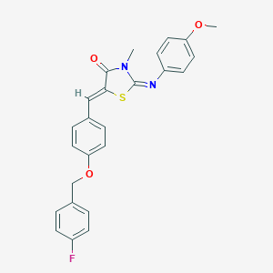 molecular formula C25H21FN2O3S B298559 5-{4-[(4-Fluorobenzyl)oxy]benzylidene}-2-[(4-methoxyphenyl)imino]-3-methyl-1,3-thiazolidin-4-one 
