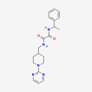 molecular formula C20H25N5O2 B2985594 N1-(1-苯乙基)-N2-((1-(嘧啶-2-基)哌啶-4-基)甲基)草酰胺 CAS No. 1235139-26-0