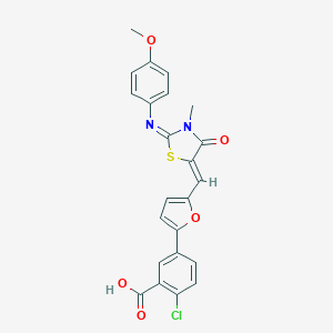 2-Chloro-5-[5-({2-[(4-methoxyphenyl)imino]-3-methyl-4-oxo-1,3-thiazolidin-5-ylidene}methyl)-2-furyl]benzoic acid