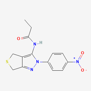 molecular formula C14H14N4O3S B2985600 N-[2-(4-nitrophenyl)-4,6-dihydrothieno[3,4-c]pyrazol-3-yl]propanamide CAS No. 396723-25-4