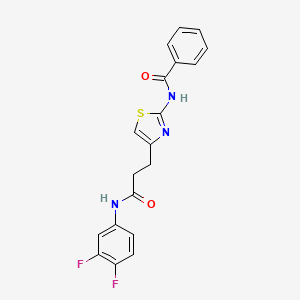 molecular formula C19H15F2N3O2S B2985607 N-(4-(3-((3,4-二氟苯基)氨基)-3-氧代丙基)噻唑-2-基)苯甲酰胺 CAS No. 1021266-63-6