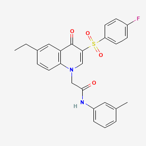 molecular formula C26H23FN2O4S B2985608 2-[6-ethyl-3-(4-fluorophenyl)sulfonyl-4-oxoquinolin-1-yl]-N-(3-methylphenyl)acetamide CAS No. 866729-65-9