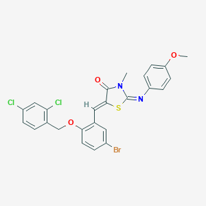 molecular formula C25H19BrCl2N2O3S B298561 5-{5-Bromo-2-[(2,4-dichlorobenzyl)oxy]benzylidene}-2-[(4-methoxyphenyl)imino]-3-methyl-1,3-thiazolidin-4-one 