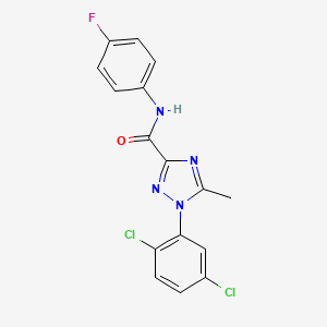 molecular formula C16H11Cl2FN4O B2985620 1-(2,5-dichlorophenyl)-N-(4-fluorophenyl)-5-methyl-1H-1,2,4-triazole-3-carboxamide CAS No. 338398-37-1