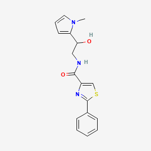 molecular formula C17H17N3O2S B2985623 N-(2-hydroxy-2-(1-methyl-1H-pyrrol-2-yl)ethyl)-2-phenylthiazole-4-carboxamide CAS No. 1795487-67-0
