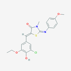 molecular formula C20H19ClN2O4S B298563 (2Z,5Z)-5-(3-chloro-5-ethoxy-4-hydroxybenzylidene)-2-[(4-methoxyphenyl)imino]-3-methyl-1,3-thiazolidin-4-one 