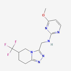 molecular formula C13H15F3N6O B2985633 4-methoxy-N-{[6-(trifluoromethyl)-5H,6H,7H,8H-[1,2,4]triazolo[4,3-a]pyridin-3-yl]methyl}pyrimidin-2-amine CAS No. 2097911-86-7
