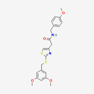 molecular formula C22H24N2O4S2 B2985639 2-(2-((3,5-dimethoxybenzyl)thio)thiazol-4-yl)-N-(4-methoxybenzyl)acetamide CAS No. 941875-02-1