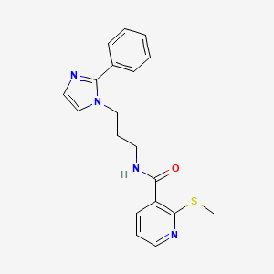 molecular formula C19H20N4OS B2985640 2-(甲硫基)-N-(3-(2-苯基-1H-咪唑-1-基)丙基)烟酰胺 CAS No. 1421457-80-8