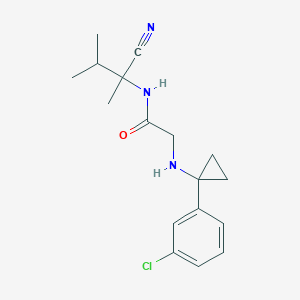 molecular formula C17H22ClN3O B2985646 2-[[1-(3-Chlorophenyl)cyclopropyl]amino]-N-(2-cyano-3-methylbutan-2-yl)acetamide CAS No. 1645531-06-1