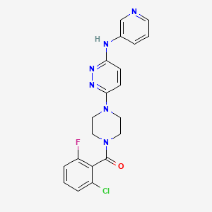molecular formula C20H18ClFN6O B2985655 (2-Chloro-6-fluorophenyl)(4-(6-(pyridin-3-ylamino)pyridazin-3-yl)piperazin-1-yl)methanone CAS No. 1020977-93-8