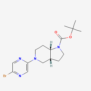 molecular formula C16H23BrN4O2 B2985656 Tert-butyl (3aR,7aS)-5-(5-bromopyrazin-2-yl)-3,3a,4,6,7,7a-hexahydro-2H-pyrrolo[3,2-c]pyridine-1-carboxylate CAS No. 2402789-14-2