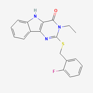 3-ethyl-2-[(2-fluorophenyl)methylsulfanyl]-5H-pyrimido[5,4-b]indol-4-one