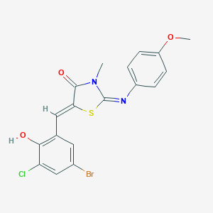 molecular formula C18H14BrClN2O3S B298567 5-(5-Bromo-3-chloro-2-hydroxybenzylidene)-2-[(4-methoxyphenyl)imino]-3-methyl-1,3-thiazolidin-4-one 