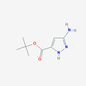 molecular formula C8H13N3O2 B2985678 tert-butyl 5-amino-1H-pyrazole-3-carboxylate CAS No. 1342836-25-2