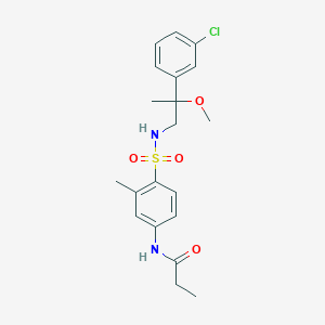 molecular formula C20H25ClN2O4S B2985684 N-(4-(N-(2-(3-氯苯基)-2-甲氧基丙基)磺酰基)-3-甲苯基)丙酰胺 CAS No. 1798487-10-1