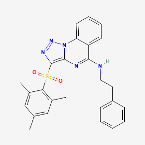 molecular formula C26H25N5O2S B2985685 N-(2-phenylethyl)-3-[(2,4,6-trimethylphenyl)sulfonyl][1,2,3]triazolo[1,5-a]quinazolin-5-amine CAS No. 904575-72-0