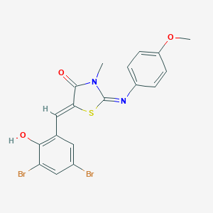 molecular formula C18H14Br2N2O3S B298569 5-(3,5-Dibromo-2-hydroxybenzylidene)-2-[(4-methoxyphenyl)imino]-3-methyl-1,3-thiazolidin-4-one 