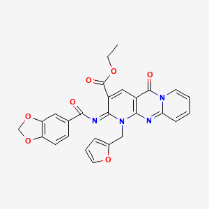 molecular formula C27H20N4O7 B2985702 (Z)-ethyl 2-((benzo[d][1,3]dioxole-5-carbonyl)imino)-1-(furan-2-ylmethyl)-5-oxo-2,5-dihydro-1H-dipyrido[1,2-a:2',3'-d]pyrimidine-3-carboxylate CAS No. 534580-06-8