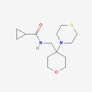 N-[(4-Thiomorpholin-4-yloxan-4-yl)methyl]cyclopropanecarboxamide