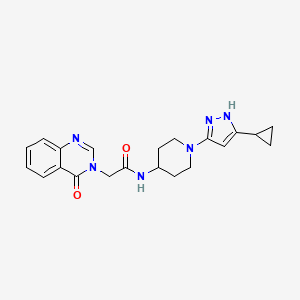 molecular formula C21H24N6O2 B2985706 N-(1-(5-cyclopropyl-1H-pyrazol-3-yl)piperidin-4-yl)-2-(4-oxoquinazolin-3(4H)-yl)acetamide CAS No. 1902897-62-4