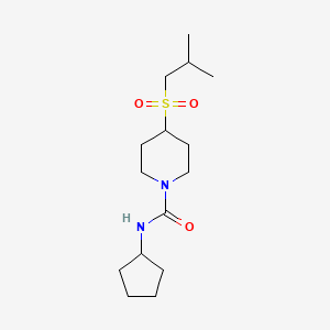 molecular formula C15H28N2O3S B2985707 N-cyclopentyl-4-(isobutylsulfonyl)piperidine-1-carboxamide CAS No. 1797080-60-4