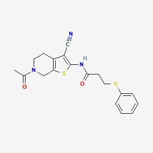 N-(6-acetyl-3-cyano-4,5,6,7-tetrahydrothieno[2,3-c]pyridin-2-yl)-3-(phenylthio)propanamide