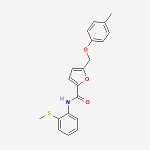molecular formula C20H19NO3S B2985717 5-[(4-methylphenoxy)methyl]-N-[2-(methylsulfanyl)phenyl]furan-2-carboxamide CAS No. 879473-97-9