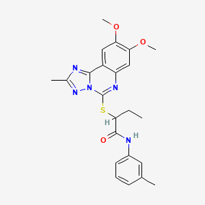 molecular formula C23H25N5O3S B2985719 2-((8,9-dimethoxy-2-methyl-[1,2,4]triazolo[1,5-c]quinazolin-5-yl)thio)-N-(m-tolyl)butanamide CAS No. 902593-42-4