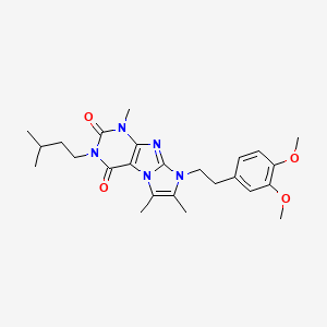 molecular formula C25H33N5O4 B2985721 8-(3,4-dimethoxyphenethyl)-3-isopentyl-1,6,7-trimethyl-1H-imidazo[2,1-f]purine-2,4(3H,8H)-dione CAS No. 896838-45-2