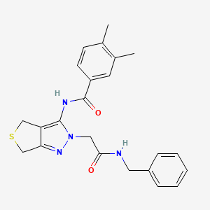molecular formula C23H24N4O2S B2985728 N-(2-(2-(苄氨基)-2-氧代乙基)-4,6-二氢-2H-噻吩并[3,4-c]吡唑-3-基)-3,4-二甲基苯甲酰胺 CAS No. 1170102-82-5
