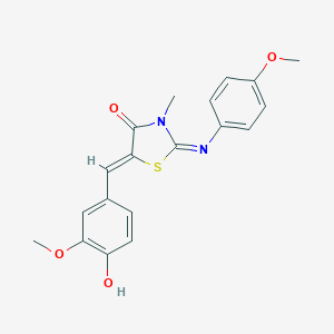 molecular formula C19H18N2O4S B298573 5-(4-Hydroxy-3-methoxybenzylidene)-2-[(4-methoxyphenyl)imino]-3-methyl-1,3-thiazolidin-4-one 