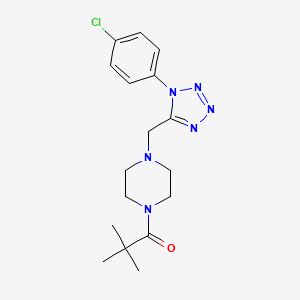molecular formula C17H23ClN6O B2985732 1-(4-((1-(4-chlorophenyl)-1H-tetrazol-5-yl)methyl)piperazin-1-yl)-2,2-dimethylpropan-1-one CAS No. 1049454-69-4