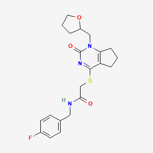 N-(4-fluorobenzyl)-2-((2-oxo-1-((tetrahydrofuran-2-yl)methyl)-2,5,6,7-tetrahydro-1H-cyclopenta[d]pyrimidin-4-yl)thio)acetamide