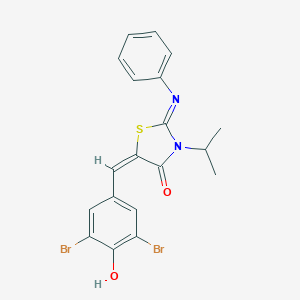 molecular formula C19H16Br2N2O2S B298578 5-(3,5-Dibromo-4-hydroxybenzylidene)-3-isopropyl-2-(phenylimino)-1,3-thiazolidin-4-one 