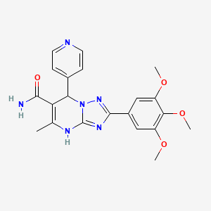 molecular formula C21H22N6O4 B2985784 5-Methyl-7-pyridin-4-yl-2-(3,4,5-trimethoxyphenyl)-4,7-dihydro[1,2,4]triazolo[1,5-a]pyrimidine-6-carboxamide CAS No. 538320-21-7