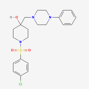 molecular formula C22H28ClN3O3S B2985795 1-[(4-Chlorophenyl)sulfonyl]-4-[(4-phenylpiperazino)methyl]-4-piperidinol CAS No. 478041-60-0