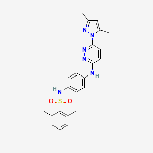 B2985797 N-(4-((6-(3,5-dimethyl-1H-pyrazol-1-yl)pyridazin-3-yl)amino)phenyl)-2,4,6-trimethylbenzenesulfonamide CAS No. 1019099-09-2