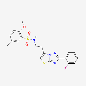N-(2-(2-(2-fluorophenyl)thiazolo[3,2-b][1,2,4]triazol-6-yl)ethyl)-2-methoxy-5-methylbenzenesulfonamide