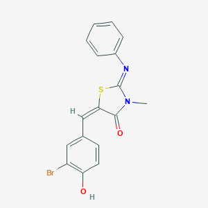 molecular formula C17H13BrN2O2S B298580 (2E,5E)-5-(3-bromo-4-hydroxybenzylidene)-3-methyl-2-(phenylimino)-1,3-thiazolidin-4-one 