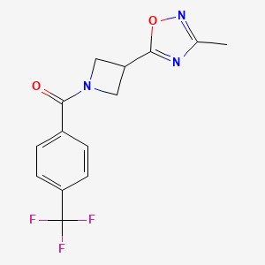 molecular formula C14H12F3N3O2 B2985800 (3-(3-Methyl-1,2,4-oxadiazol-5-yl)azetidin-1-yl)(4-(trifluoromethyl)phenyl)methanone CAS No. 1286726-00-8