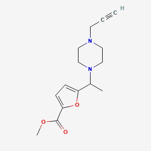 molecular formula C15H20N2O3 B2985809 5-[1-(4-丙-2-炔基哌嗪-1-基)乙基]呋喃-2-甲酸甲酯 CAS No. 1607258-89-8