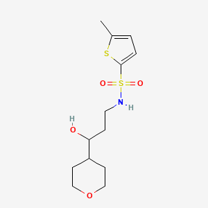 molecular formula C13H21NO4S2 B2985814 N-(3-hydroxy-3-(tetrahydro-2H-pyran-4-yl)propyl)-5-methylthiophene-2-sulfonamide CAS No. 2034403-87-5