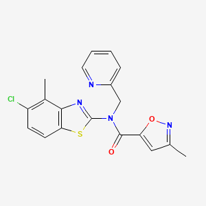 molecular formula C19H15ClN4O2S B2985818 N-(5-氯-4-甲基苯并[d]噻唑-2-基)-3-甲基-N-(吡啶-2-基甲基)异恶唑-5-甲酰胺 CAS No. 946285-17-2