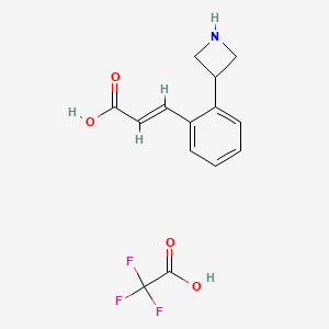 molecular formula C14H14F3NO4 B2985822 (E)-3-[2-(氮杂环丁-3-基)苯基]丙-2-烯酸；2,2,2-三氟乙酸 CAS No. 2375276-11-0