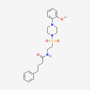 molecular formula C23H31N3O4S B2985827 N-(2-((4-(2-methoxyphenyl)piperazin-1-yl)sulfonyl)ethyl)-4-phenylbutanamide CAS No. 897611-44-8